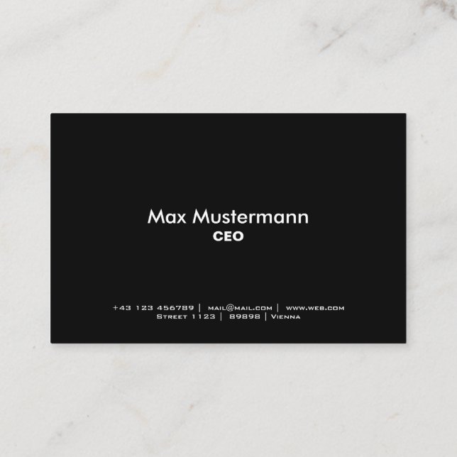 Schwarze professionelle Visitenkarte Visitkort (Baksida)