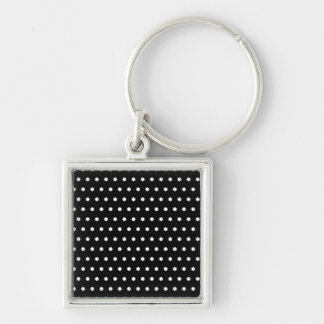 schwarze punkte polka dots gepunktet punktiert tup fyrkantig silverfärgad nyckelring