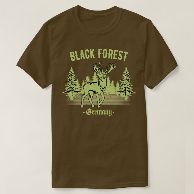 Schwarzwald Tyskland Hjort med Träd Swabia T Shirt (Design framsida)