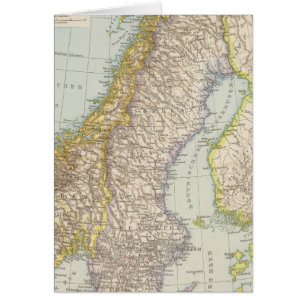 Schweden, Norwegen - Sverige och Norge Karta Hälsningskort