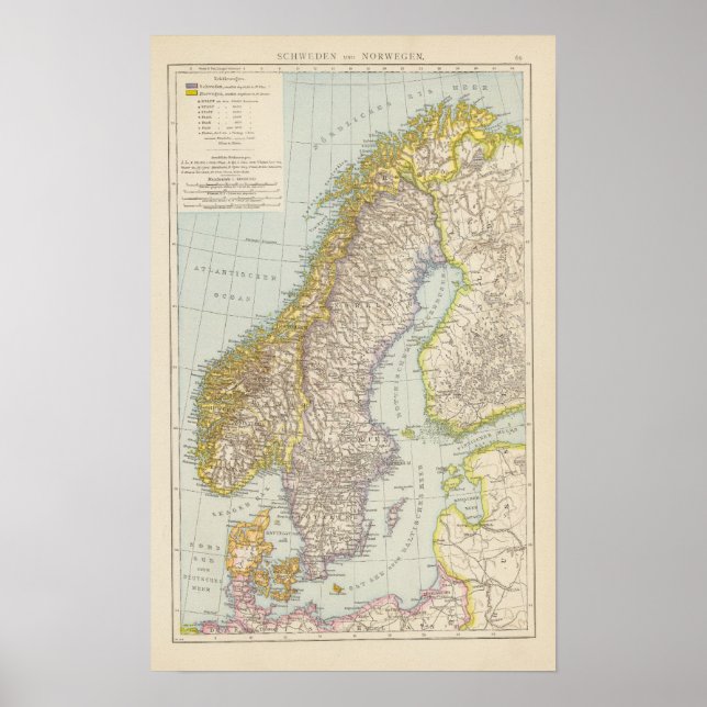 Schweden, Norwegen - Sverige och Norge Karta Poster (Framsidan)