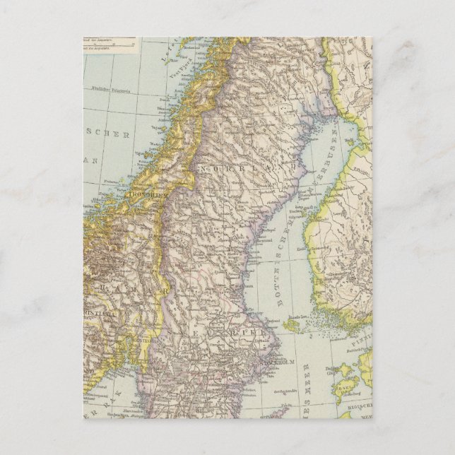 Schweden, Norwegen - Sverige och Norge Karta Vykort (Framsida)