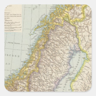 Schweden Norwegen - sverige och norgekarta Fyrkantigt Klistermärke