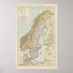 Schweden Norwegen - sverige och norgekarta Poster