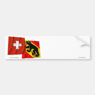 Schweitz & Bern som vinkar flaggor Bildekal