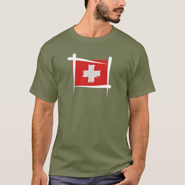 Schweitz borstar flagga t-shirt (Framsida)