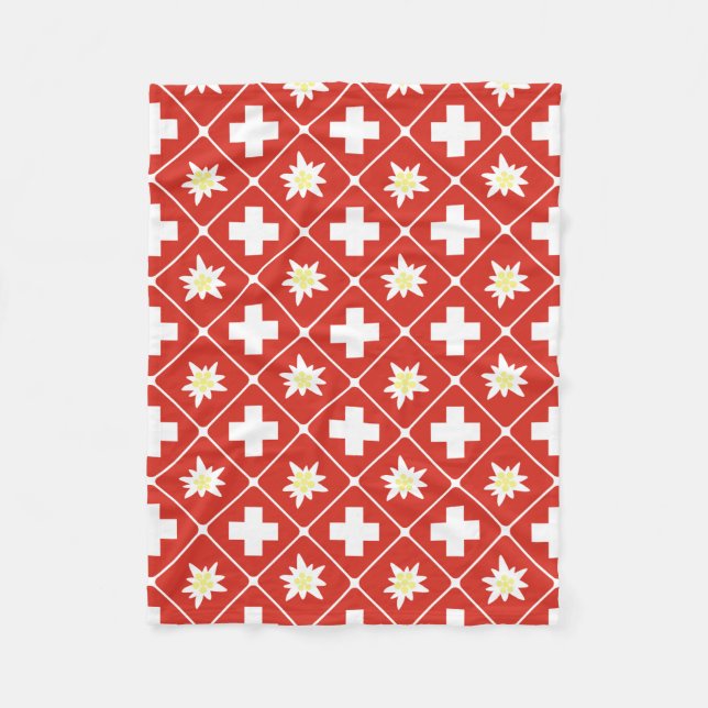 Schweitz Edelweiss mönster Fleecefilt (Framsidan)