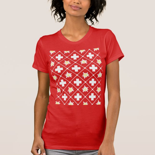 Schweitz Edelweiss mönster Tee (Framsida)