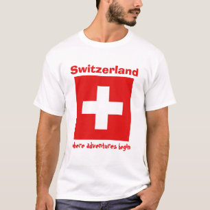Schweitz flagga + Karta + TextT-tröja Tee