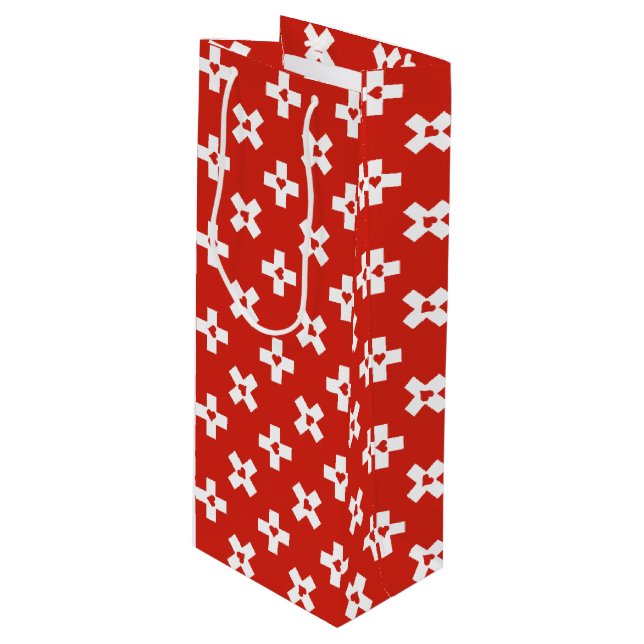 Schweitz flagga med hjärtamönster (Framsidan Vinklad)