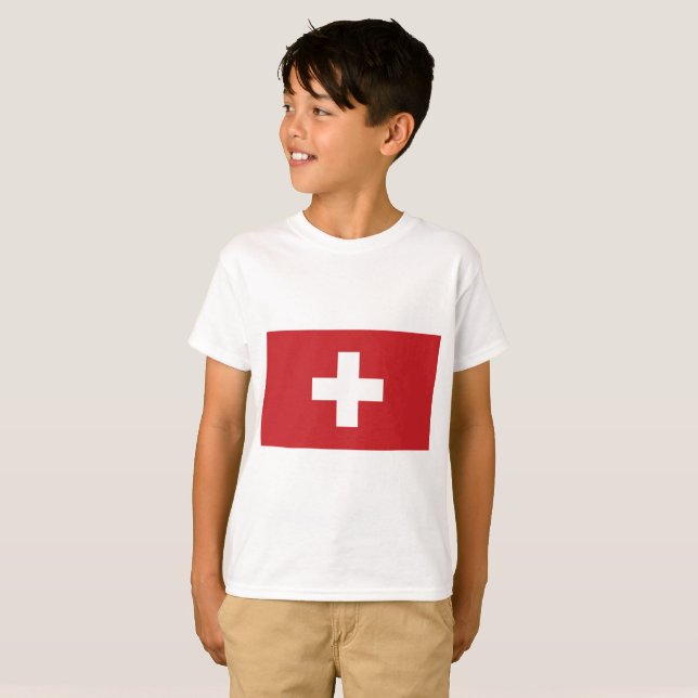 Schweitz flagga t-shirt (Hel framsida)
