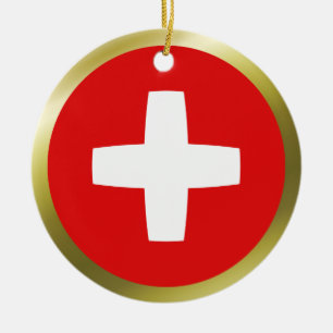 Schweitz flaggaprydnad julgransprydnad keramik