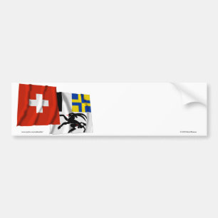 Schweitz & Graubuenden som vinkar flaggor Bildekal