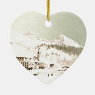 Schweitz i vinter julgransprydnad keramik