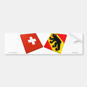 Schweitz och Bern flaggor Bildekal