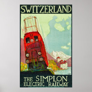 Schweitz reser affischen, elektrisk järnväg poster