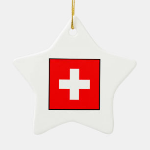 Schweitz - schweizareflagga julgransprydnad keramik