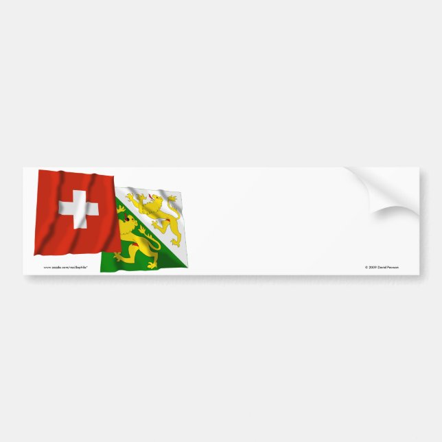 Schweitz & Thurgau som vinkar flaggor Bildekal (Framsidan)