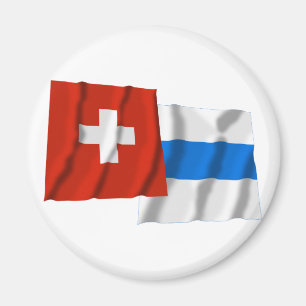Schweitz & Zug som vinkar flaggor Magnet