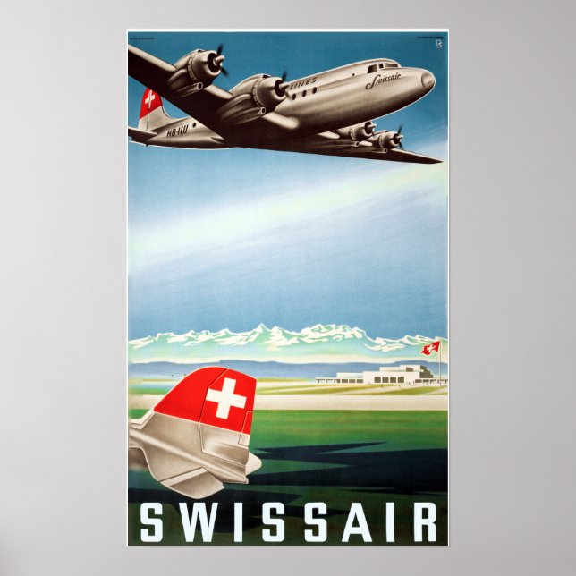 " Schweiz: 1948 - SWISSAIR Werbe Reise ... Poster (Framsidan)