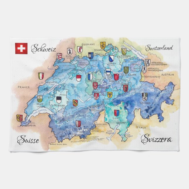 " Schweiz: 2021/heute - 26 Kantone Kökshandduk (Horisontell)