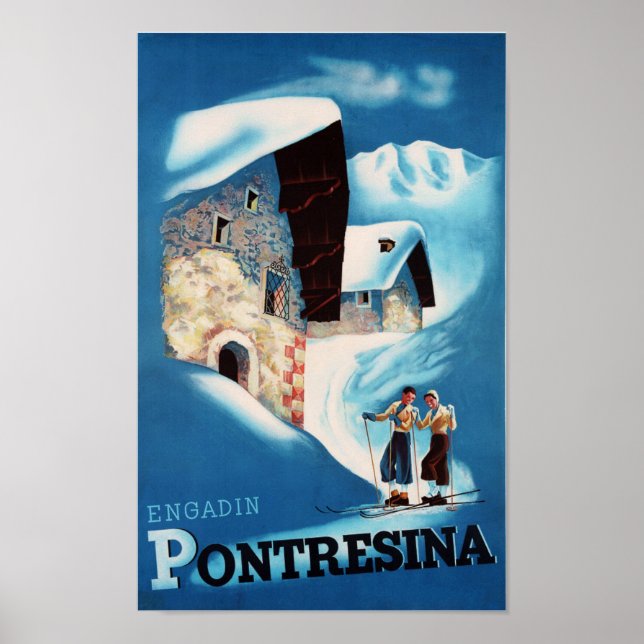 " Schweiz: 2022/heute Engadin - Pontresina Winter Poster (Framsidan)