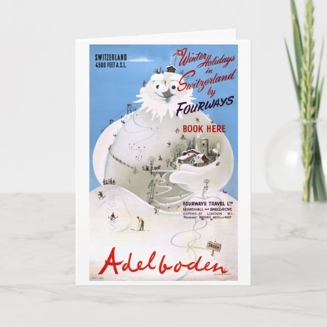 Schweiz Adelboden Vintage resor Poster Kort (Framsida)