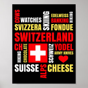 Schweiz alper kor fondue ost skidsport schweizisk poster