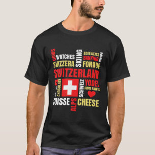 Schweiz Alpernas Cows Fondue Cheese Skiing Swiss L T Shirt