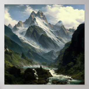 Schweiz Alpernor är realistiska stil - AI-konst Poster