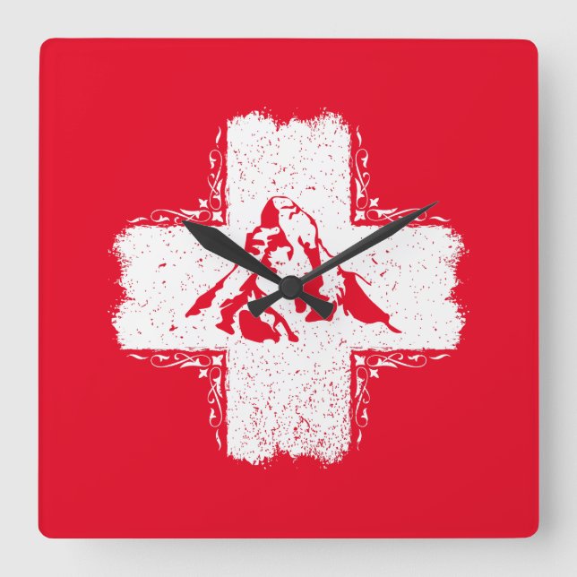 Schweiz Alpernor Matterhorn - Schweiz Fyrkantig Klocka (Framsida)