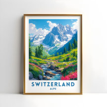 Schweiz Alpernor Travel Print Poster Wall Art