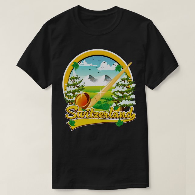 Schweiz alphorn-resande t shirt (Design framsida)