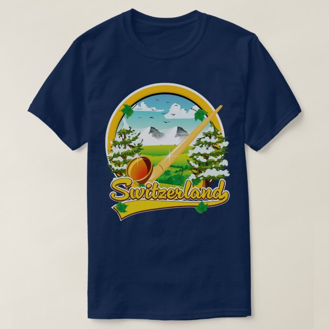 Schweiz alphorn-resande t shirt (Design framsida)