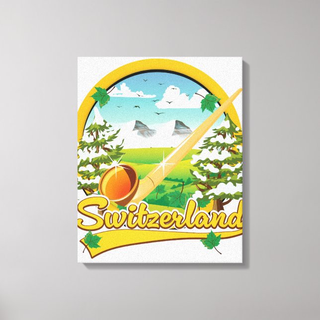 Schweiz alphorn retro rese logotyp canvastryck (Framsida)