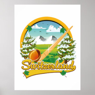 Schweiz alphorn retro rese logotyp poster