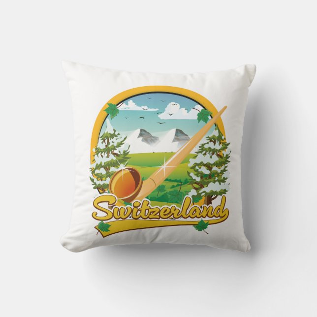 Schweiz alphorn retro reslogotyp kudde (Framsida)