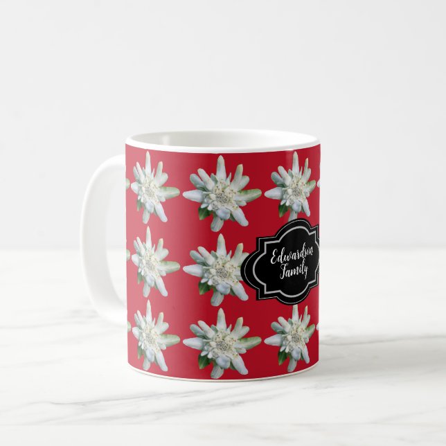 Schweiz alpine Edelweiss monogram namn Kaffemugg (Framsida vänster)