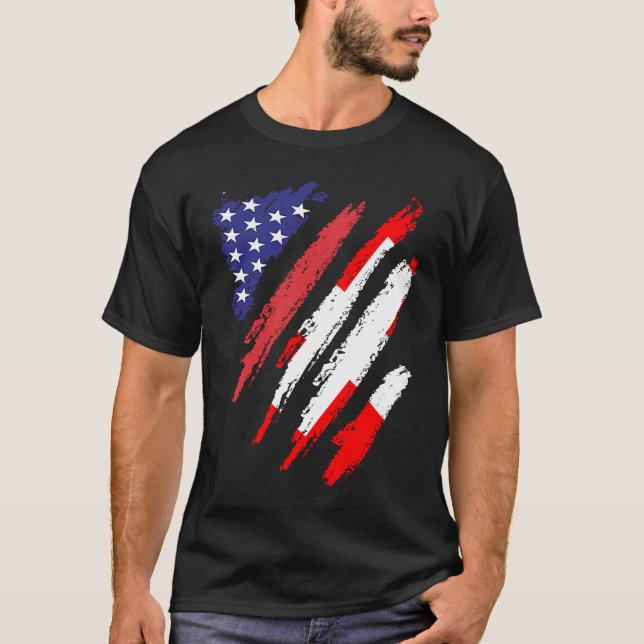 Schweiz American Grown Flagga USA Patriot Herita T Shirt (Framsida)