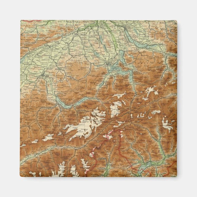 Schweiz Atlas Karta Magnet (Framsidan)