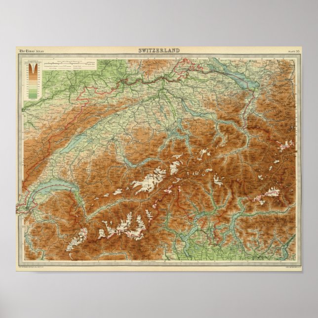 Schweiz Atlas Karta Poster (Framsidan)