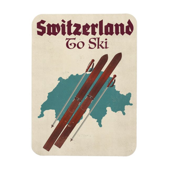 Schweiz att åka skidor magnet (Vertikal)
