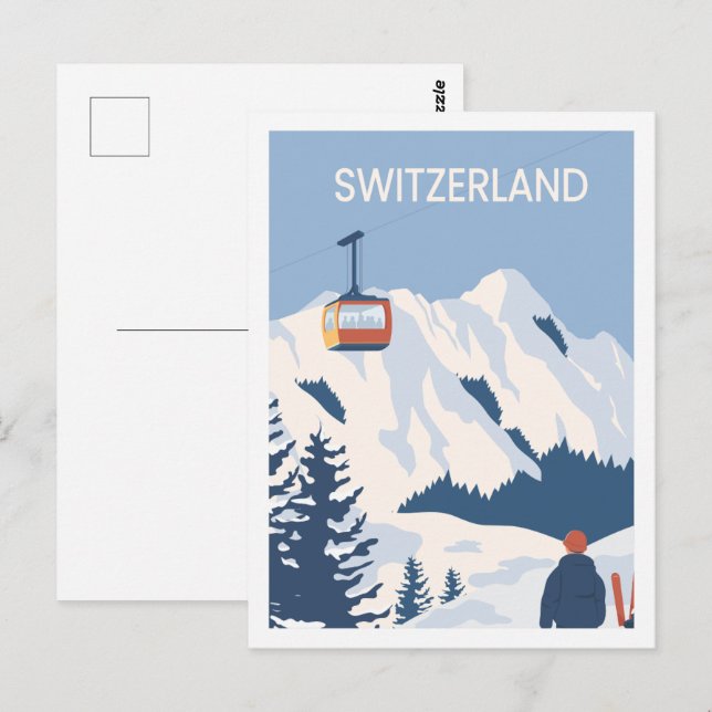 Schweiz Berömd Travel Ställe Illustration Vykort (Fram/baksida)