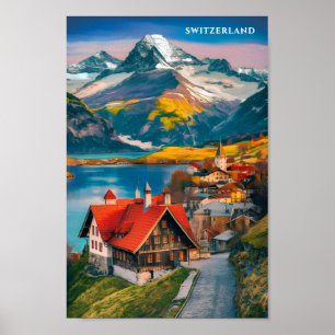 Schweiz Berömd Travel Ställe Poster