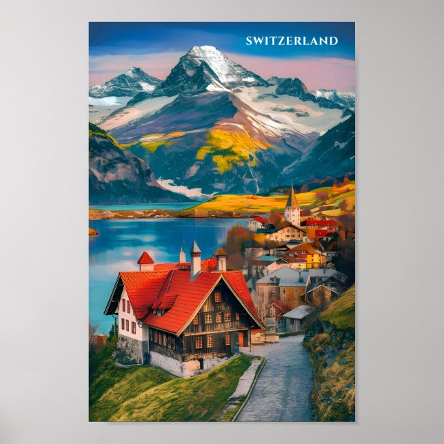 Schweiz Berömd Travel Ställe Poster (Framsidan)