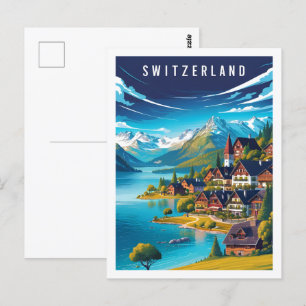 Schweiz Berömd Travel Ställe Vykort