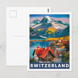 Schweiz Berömd Travel Ställe Vykort