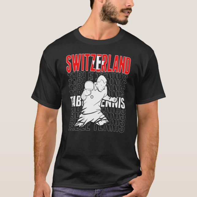 Schweiz Bord Tennis Support Swiss Ping Pong T Shirt (Framsida)