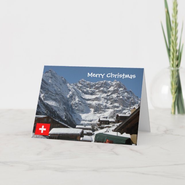 Schweiz, byn under berget helgkort (Framsida)