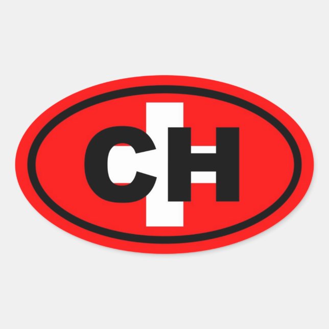 Schweiz CH European Ovalt Klistermärke (Framsida)
